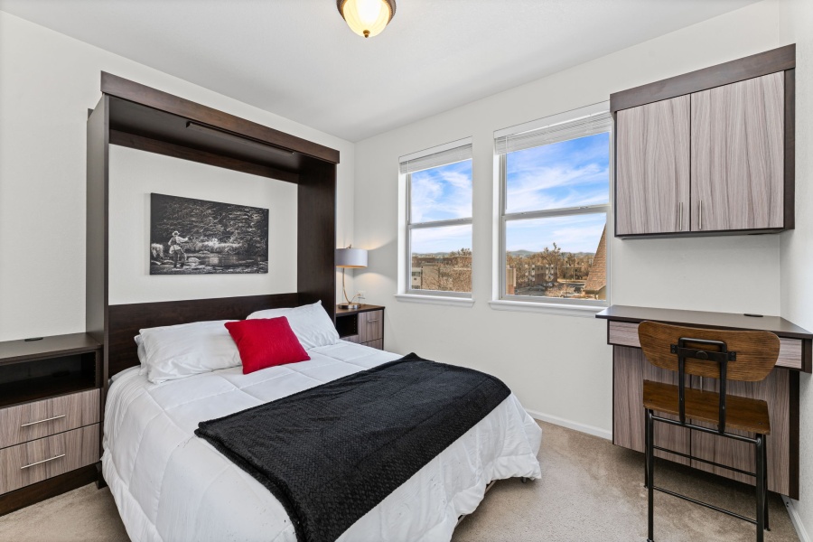 Clean and tastefully decorated 1 Bedroom/2.5 Bath 3-level townhome in Olde Arvada. Features a 2-car attached garage with tandem parking, fireplace, balcony, walk-in closet, and an office area with a desk. The washer and dryer are on the 3rd level.

The Water Tower Village community has a pool, hot tub, and gym.

Water Town Village is located close to RTD light rail, adjacent to Old Town Arvada and shopping center to its south. This area offers restaurants, shopping, specialty shopping, coffee shops, pizza parlors