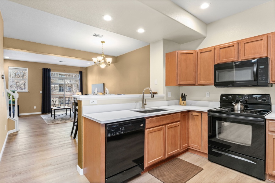 Clean and tastefully decorated 1 Bedroom/2.5 Bath 3-level townhome in Olde Arvada. Features a 2-car attached garage with tandem parking, fireplace, balcony, walk-in closet, and an office area with a desk. The washer and dryer are on the 3rd level.

The Water Tower Village community has a pool, hot tub, and gym.

Water Town Village is located close to RTD light rail, adjacent to Old Town Arvada and shopping center to its south. This area offers restaurants, shopping, specialty shopping, coffee shops, pizza parlors