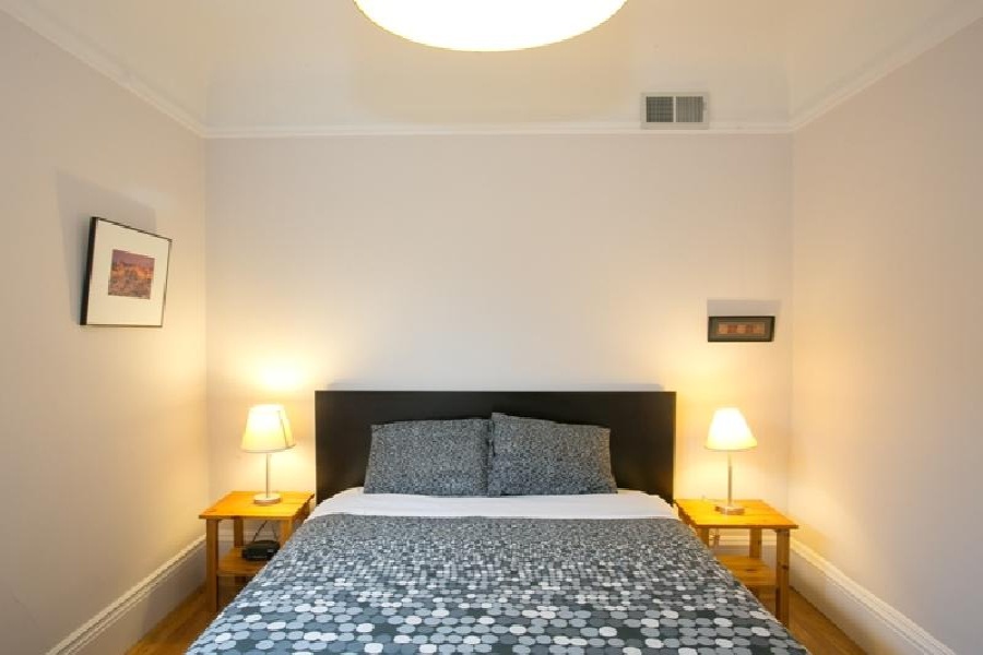 2 Bedroom and 2 Bathroom flat in Noe Valley. Features: elegant textured moldings reminiscent of turn-of-the century design, work desk, pull-out sofa, mirrored closets, walk-in closets, stool seating at the kitchen island, clawfoot bathtub, large outdoor wooden deck with views, and view of the Twin Peaks mountain to the west. This is an upper floor unit. There is no assigned parking with the property, but street parking is not difficult as there are no time restrictions.

Short walk to the vibrant commercial corridor of 24th Street featuring a Whole Foods market, boutiques, bars, Starbucks and Zagat rated restaurants. Corporate shuttles are within walking distance.